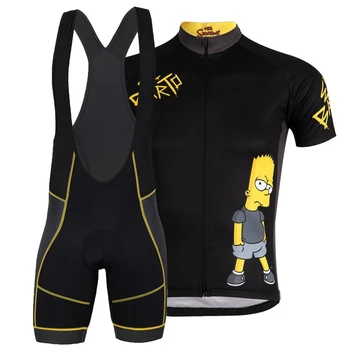 

Black Cycling Jersey and bib shorts cycle set 2018 summer bicycle clothing men Cartoon family MTB bike wear suit set de ciclismo