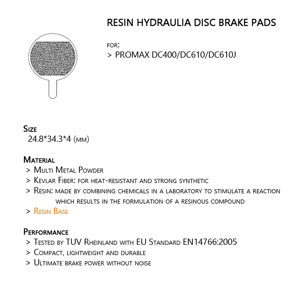 EOOZ 4 PRS* полуметаллические велосипедные дисковые Тормозные колодки для Promax DSK-400/601J/Xnine