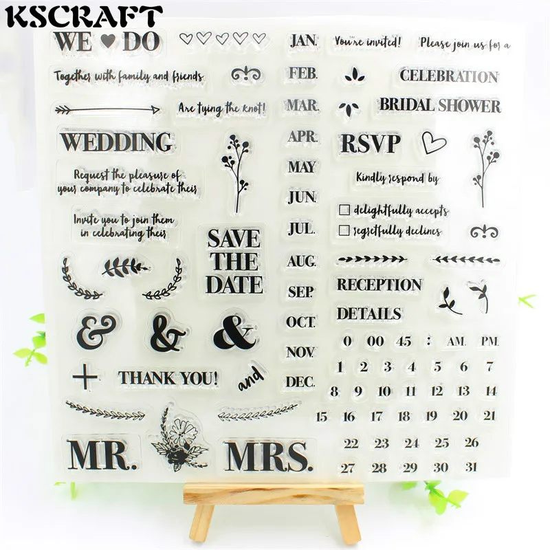 

1 Sheet Save The Date Transparent Clear Silicone Stamps for DIY Scrapbooking/Card Making/Kids Fun Decoration Supplies Flower