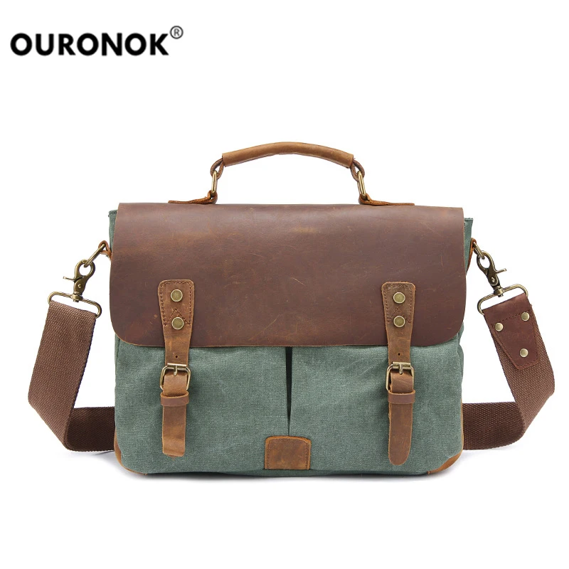 

Men's Vintage Handbag Canvas Bag Shoulder Messenger School Bag Vintage Military Travel Satchel Briefcase Large Capacity Bag