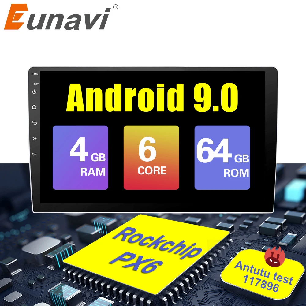 

Eunavi 2 Din 9 inch IPS Universal Android 9.0 4GB 64GB Car Radio Stereo Multimedia GPS Navigation WiFi 1024*600 Car PC NO DVD
