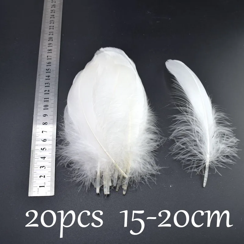 New white ostrich Goose Pheasant feathers for Crafts DIY ostrich feathers trimming Fringe Sewing clothes plumes Party decoration - Цвет: 20pcs 15-20cm