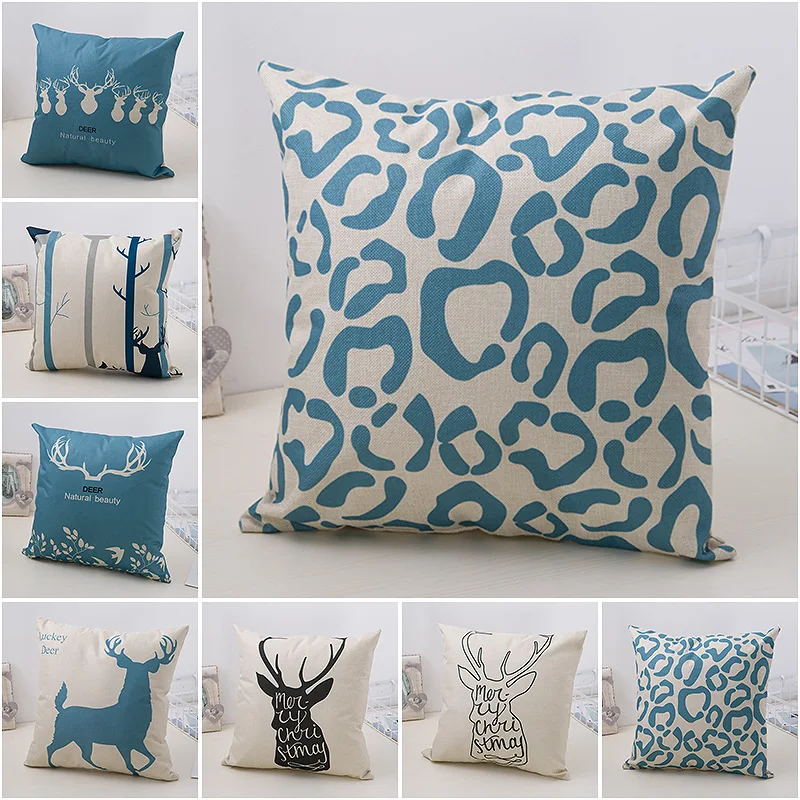 

Nordic style Decorative Throw Pillow Case Snow Christmas Deer Lumbar Pillow Case For Car Store Decoration 45*45cm