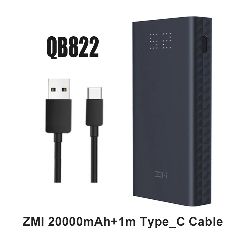 ZMI power Bank 20000 мАч 15000 мАч USB PD внешний аккумулятор портативный зарядный концентратор QC 3,0 зарядное устройство 18650 power bank - Цвет: QB822 TypeC