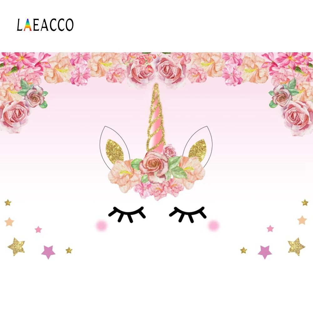 Laeacco Unicorn Party Flower Portrait Scene Baby Photography Backgrounds Customized Photographic Backdrops For Photo Studio Laeacco Unicorn Party Flower Portrait Scene Baby Photography Backgrounds Customized Photographic Backdrops For Photo Studio