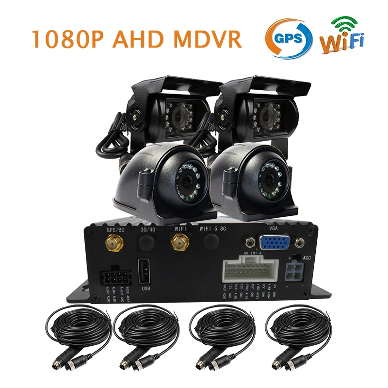

Free Shipping 4 Channel GPS WIFI 1080P AHD 512GB SD Car DVR MDVR Video Recorder + Front Side Rear View 1080P AHD HD Car Camera