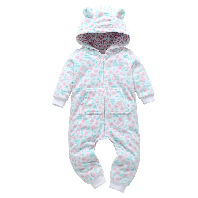 Одежда для новорожденных; сезон осень-зима флисовый комбинезон для мальчиков; комбинезон с капюшоном с изображением медведя; цвет синий, серый; Bebe Menino Macacao