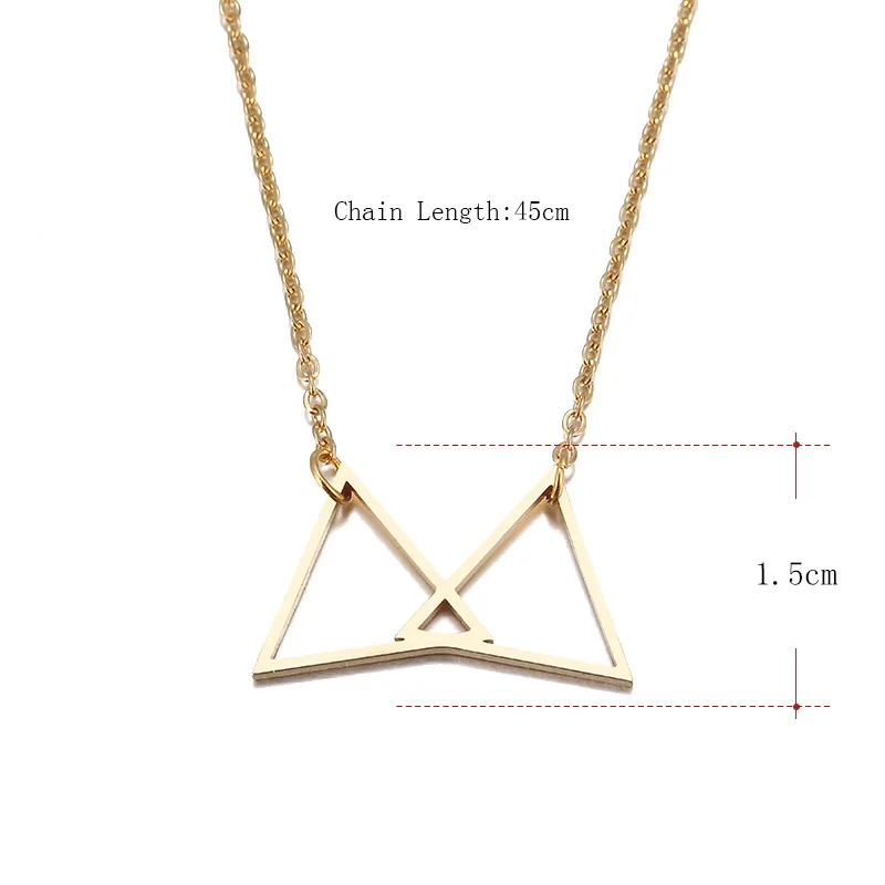 Hibobi Stainless Steel Necklace Women Jewelry Double Triangle Trendy Necklaces Pendants Donot Fade Valentine's Day Gift (3)