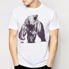Новинка, летняя модная дизайнерская футболка с рисунком медведя, Мужская футболка с короткими рукавами, высококачественные топы с принтом животных, крутая хипстерская терморубашка Мужская