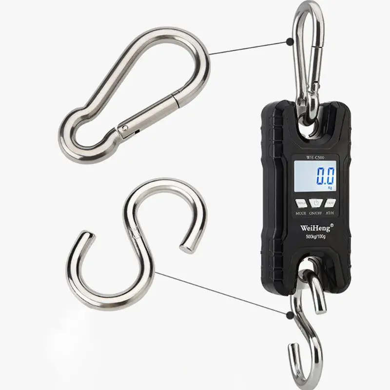 Skup Mini waga dźwigowa przenośny 500 kg 1000 lb, cyfrowe wagi wiszące wyświetlacz LCD z podświetleniem dla gospodarstwa domowego rynku