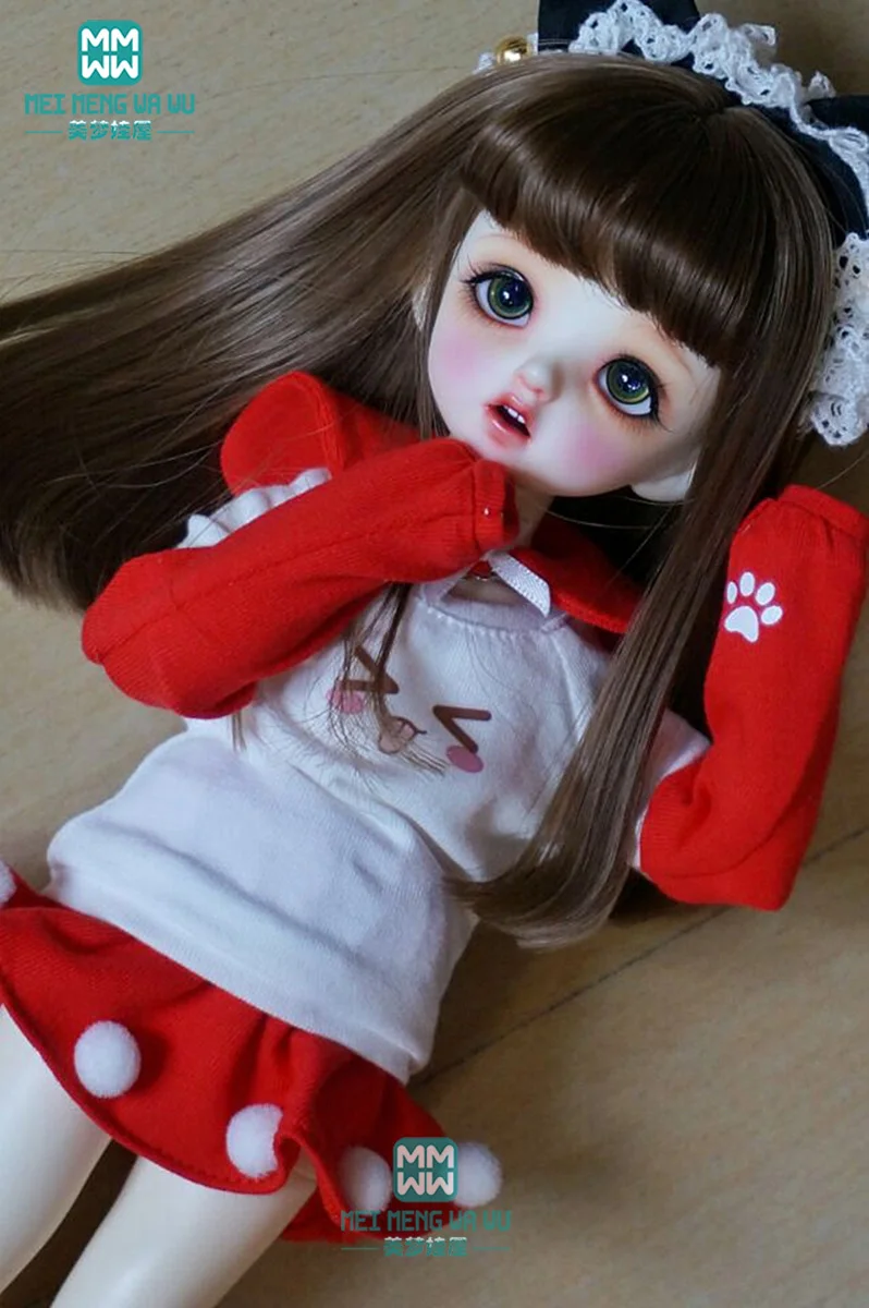 BJD Кукла Одежда Подходит 30 см 1/6 BJD куклы кошка уха Толстовка костюм из четырех предметов