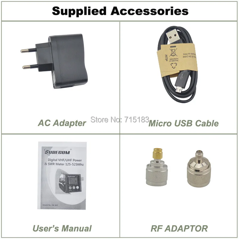 Surecom sw-102 sw102 счетчик частоты VHF/UHF surecom повторителя 120 Вт цифровой КСВ Мощность и КСВ-метр с 2 шт. РФ адаптер