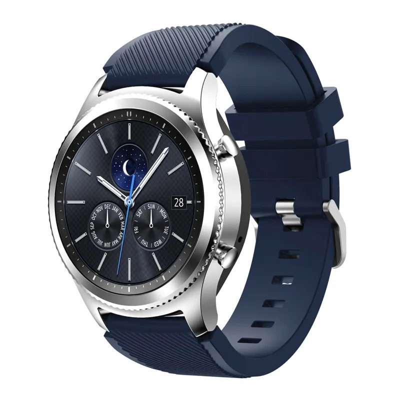 Для samsung galaxy watch 46 мм 42 мм активный 2 ремешка силиконовый ремень gear S3 frontier huawei watch gt 2 ремешок 22 мм 20 мм ремешок для часов - Цвет ремешка: Midnight Blue