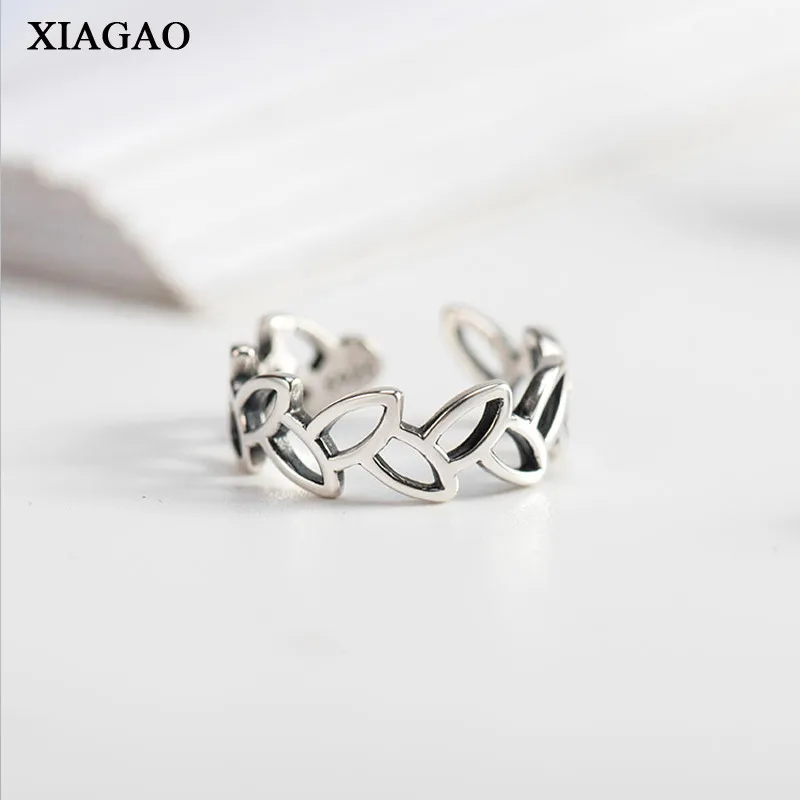 

XIAGAO 100% 925 Sterling Silver Rings For Women Simple Design Men Lady Couple Finger Leaf Ring Fashion Jewelry Party AART0208