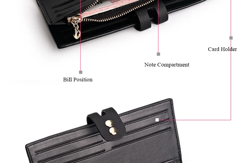 LMS 2017 Litchi Pattern Long Leather Womens Wallets And Purses Fashion Zipper & Hasp Clutches Women Bag Phone Card Holder Wallet (8)