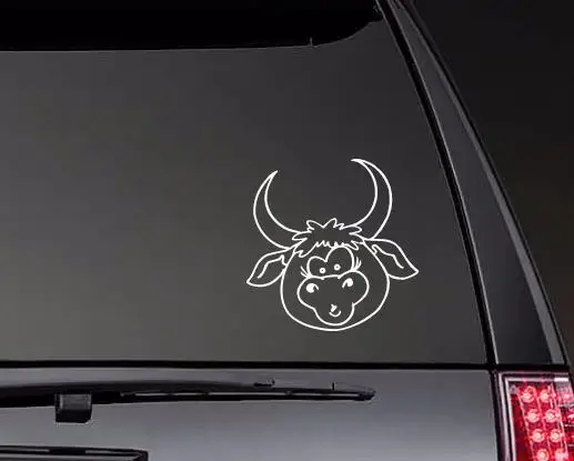 

Silly Bull Head Stickers Window Decal Pattern Art Car Body Waterproof Truck Rear windshield Animals ZP0534