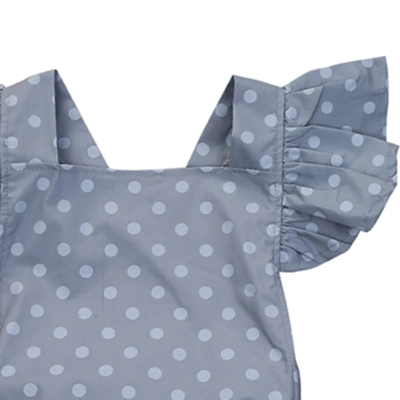 Милая Одежда для новорожденных девочек летние комбинезоны гофрированный в горошек без рукавов цельный комбинезон с повязкой хлопковые Сарафаны