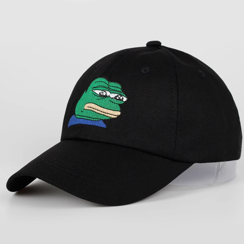 

Unisex Brand hats Sad Frog Embroidery Adjustable Dad Hat Baseball Cap Pepe Life Sucks Hat Black Sad Frog caps Meme high quality