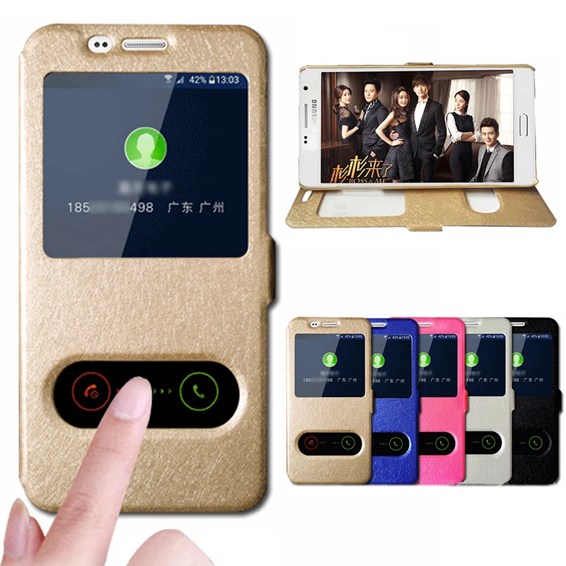 

For Samsung Galaxy J2 Prime Case Luxury Quick Answer View Window Flip Silk PU Leather Case For Samsung J2 Prime Phone Cases