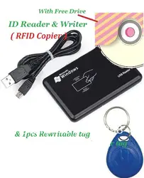 USB 125 кГц RFID считыватель и писатель удостоверение личности Копиры дублировать Копиры и 1 шт. бесплатно перезаписываемые тег