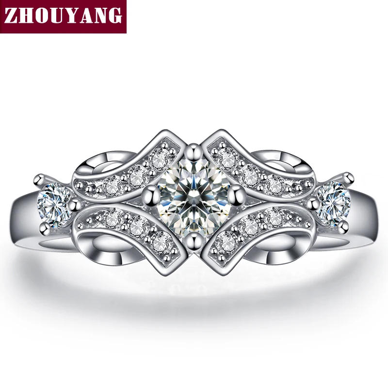 

Silver Color Luxury Bijoux Fashion Wedding & Engagement Ring Made With Cubic Zirconia Jewelry For Women R522