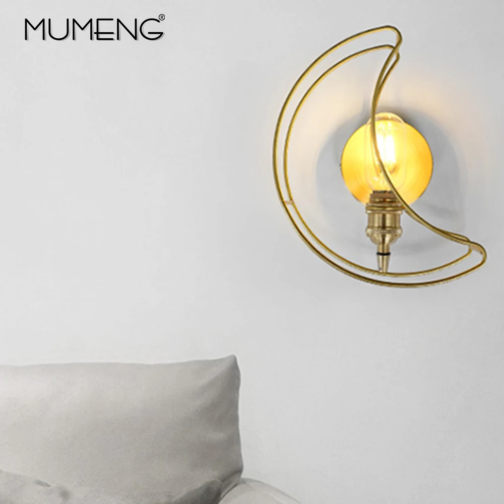 

Nordic creative moon style wall light E14 LED modern children's decorative wall lamp for bed room/living room/restaurant/hall