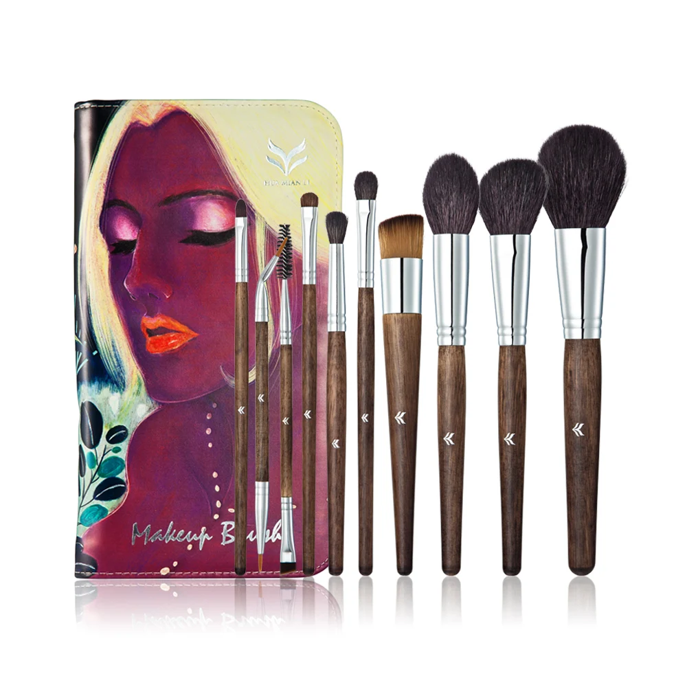 

HUAMIANLI 10Pcs Cosmetic Makeup Brushes Set Blush Powder Foundation Eyeshadow Eyeliner Lip Lashes Make Up Brush Beauty Tools Kit