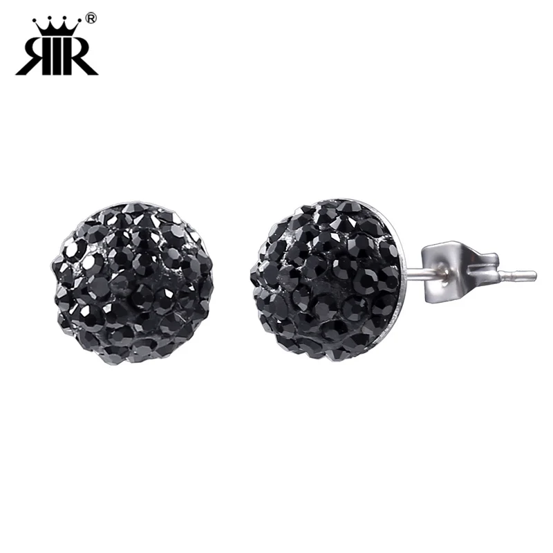Buy RIR Hot Selling Bulk Black Crystal Stud Earrings