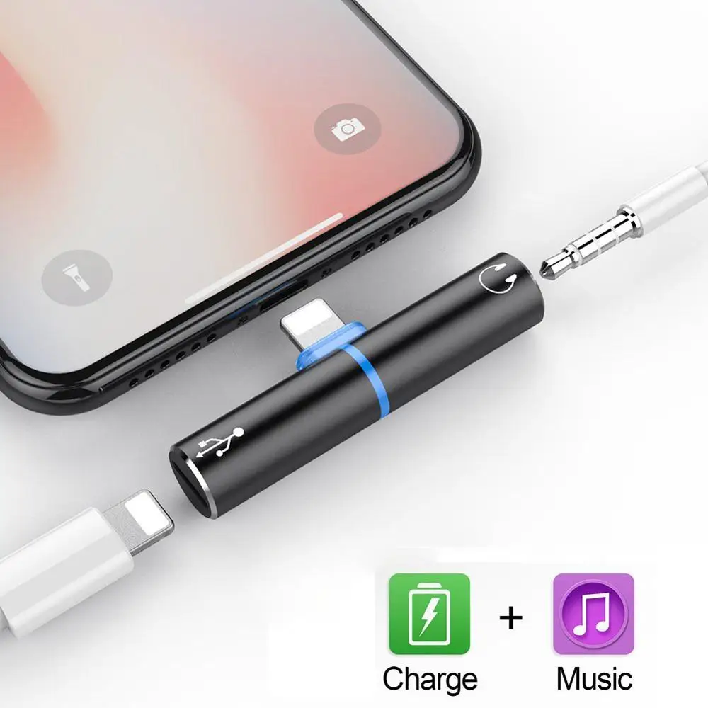 Адаптер для молнии 3,5 мм Разъем для наушников для iPhone X 10 8 7 Plus Adaptador Для молнии Аудио кабель Зарядное устройство Разветвитель Адаптер