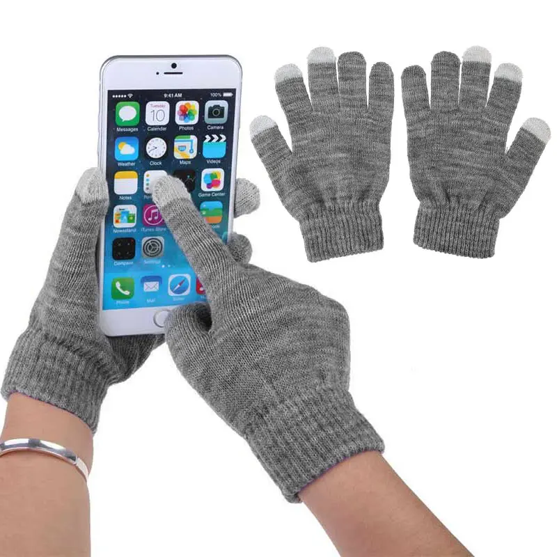 1 пара унисекс Зимние теплые емкостные вязаные перчатки грелка для рук для сенсорного экрана смартфона LL@ 17