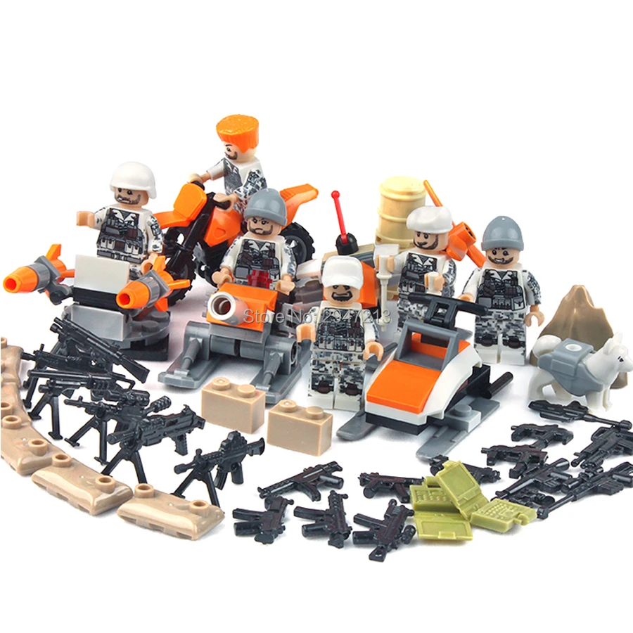 

compatible LegoINGlys military WW2 army Building Blocks Soviet snow battle mini soldier war figures brick toys for children gift