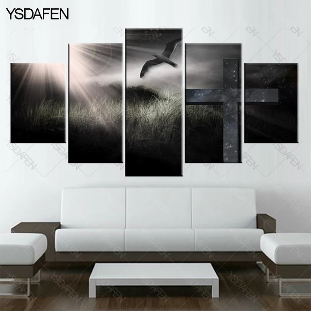 5 Piece Canvas Art Christian Cross Painting HD Wall Singer Prints Decorations For 5 Piece Canvas Art Christian Cross Painting HD Wall Singer Prints Decorations For