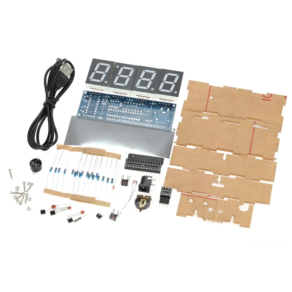 Стильные цифровые часы DIY Kit компактные 4 значные светодиодные аксессуары для