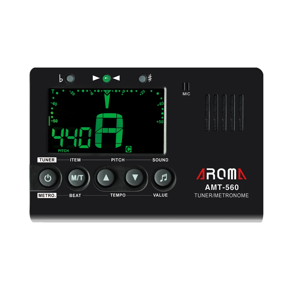 Aroma AMT 560 Guitar Tuner Electric Tuner Metronome Built in Mic with