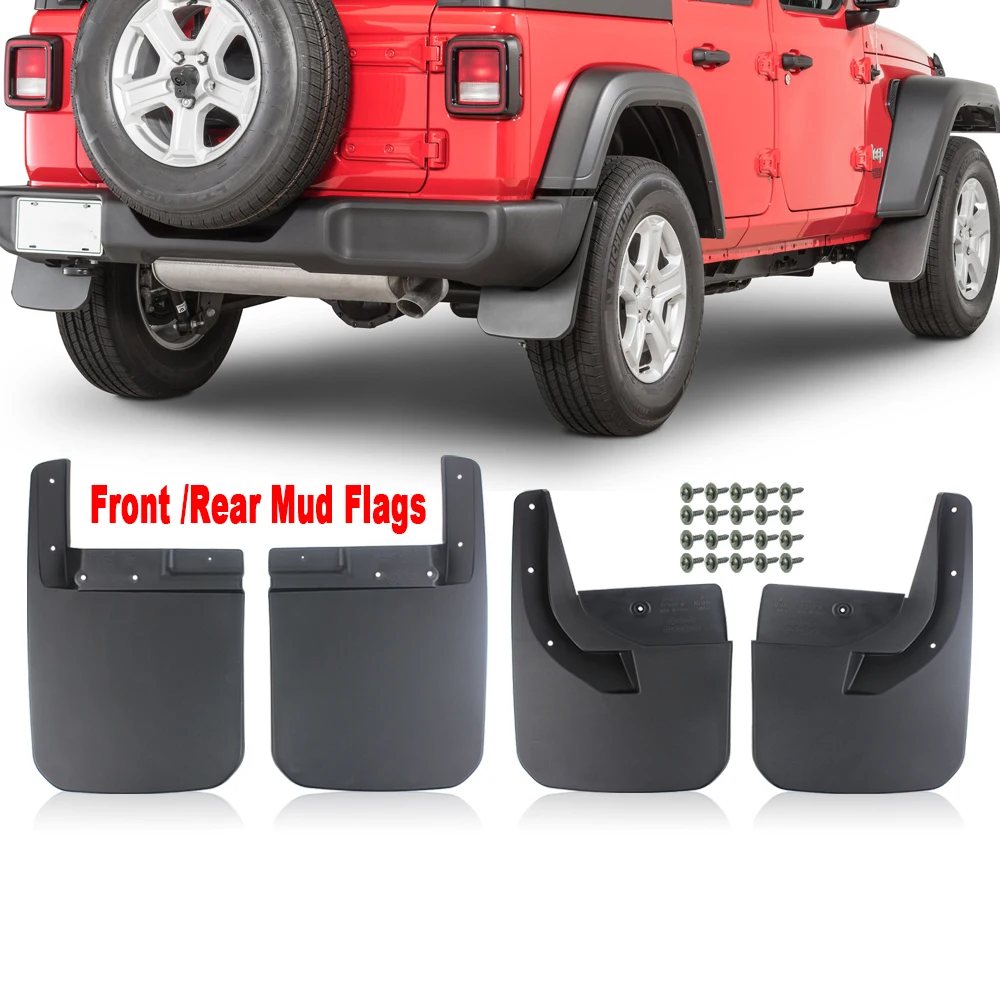 

Fit For 2018 Jeep Wrangler JL Mud Flaps Splash Guard Set Front Rear