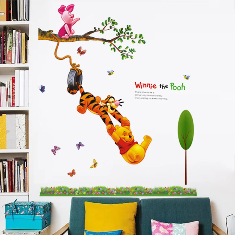 3D Baby Bear cartoon Winnie Pooh HOME bedroom decals wall stickers for kids rooms wall decals nursery party supply gifts poster