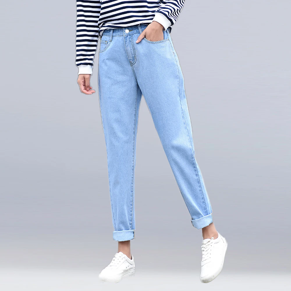 Nouveau femmes 2019 marque de mode jeans noir blanc bleu harem pantalon lavé denim pantalon femme été automne lâche jeans décontractés