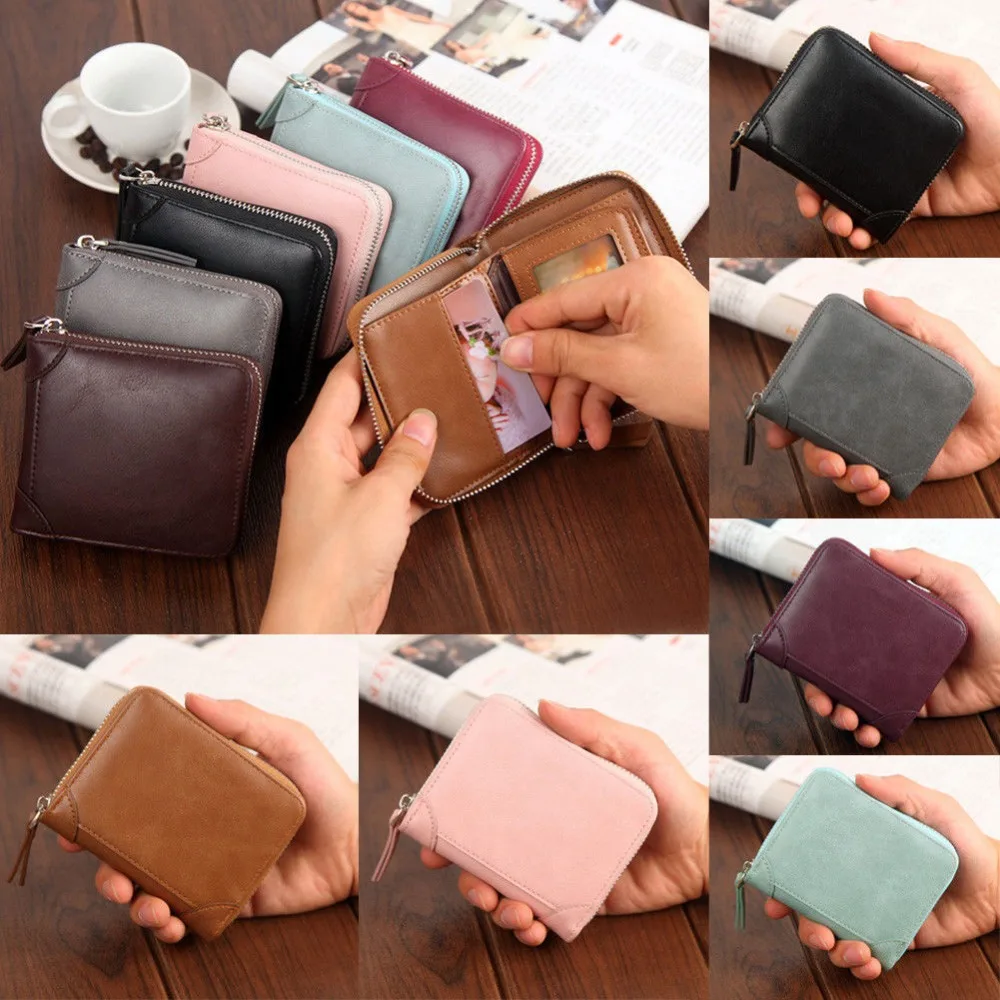 

Men's Wallet Genuine Leather Credit Card Holder RFID Blocking Zipper Thin Pocket-PAY69-299