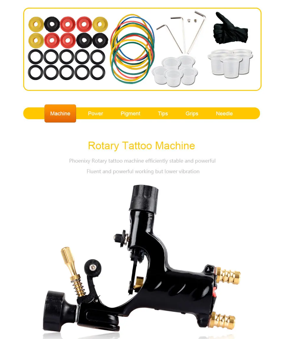 Полный комплект машины для татуировки набор 1 роторная машина 4 цвета пигментные наборы Силовые захваты комплекты Перманентный макияж роторная Татуировка комплект