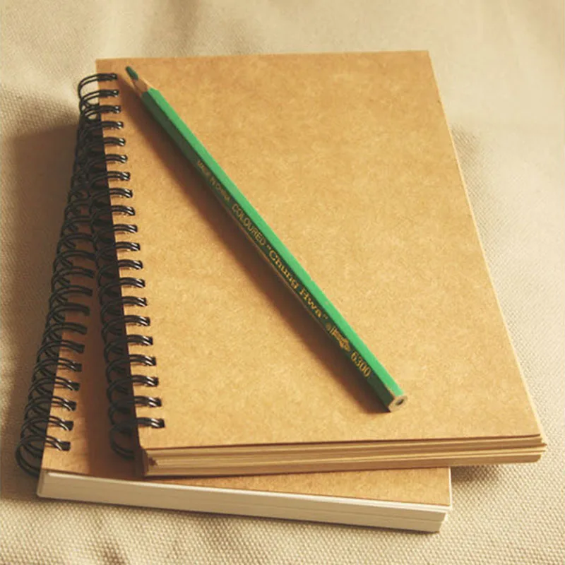 Vintage A5 Kraft Paper Notebook Spiral Coil Daily Handmade Journal