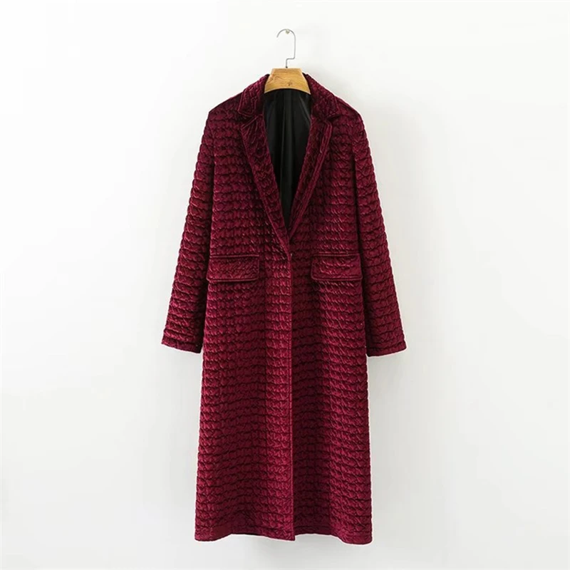Winter Coats Women Velvet Long Jackets Female Padded Wine Red Parka