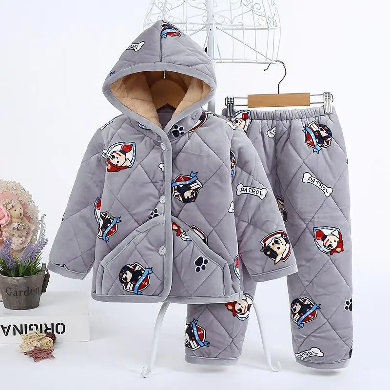 Детская домашняя одежда с героями мультфильмов зимняя фланелевая Детская Пижама пижамный комплект плотная теплая одежда для сна Милая одежда для сна из 2 предметов для мальчиков и девочек - Цвет: Color 5