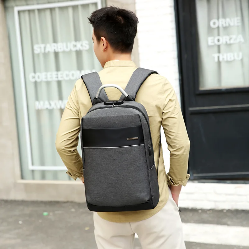 Деловой мужской рюкзак для ноутбука, металлический портативный Противоугонный школьный рюкзак для отдыха для подростков, Студенческая сумка, мужская сумка Mochila - Цвет: Серый