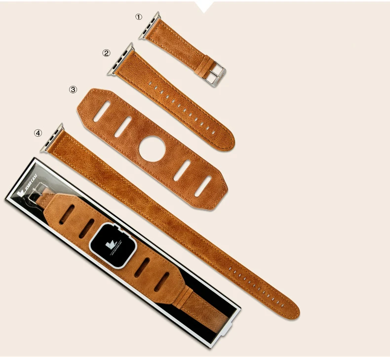

4pcs Genuine Leather watchbands Watch Bands Watch Strap Butterfly Buckle for Apple Watch 42 38mm