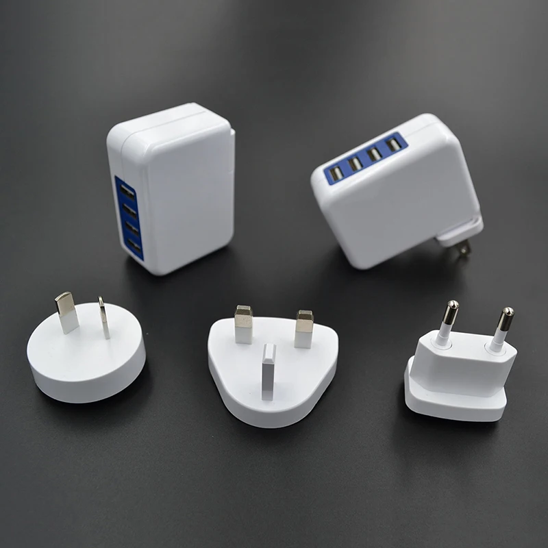 

EU/US/AU/UK Plug 2.1A Wall Charger Home Wall Adapter 100-240V Replacement 1Pc 4 USB Ports Mobile Phones Charger