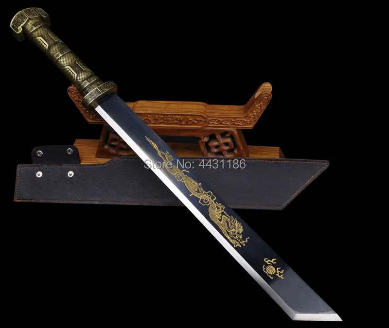 Металлическая ручка для китайского кунг-фу Broadsword Dao Sword черный Высокоуглеродистая сталь лезвие дракона острый нож боевой