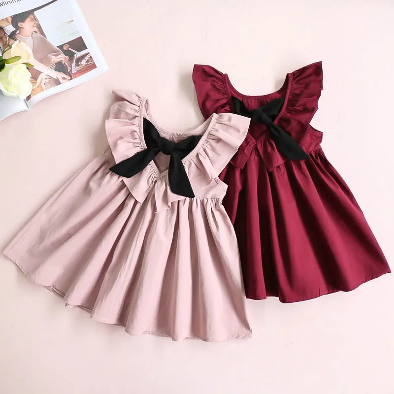 Hurave Summer 2017 New Casual Style Fashion Fly Sleeve Girls Bow Dress Girl Clothing For Children Cute Dresses HTB1QBqbQFXXXXaSaXXXq6xXFXXXJ - Hurave Summer 2017 New Casual Style Fashion Fly Sleeve Girls Bow Dress Girl Clothing For Children Cute Dresses