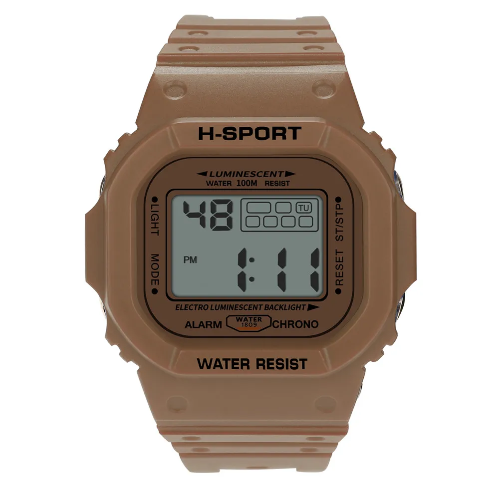 Роскошные часы мужские цифровые военные электронные спортивные часы светодиодный водонепроницаемый Saat relogio masculino montre reloj relogio Часы - Цвет: Coffee