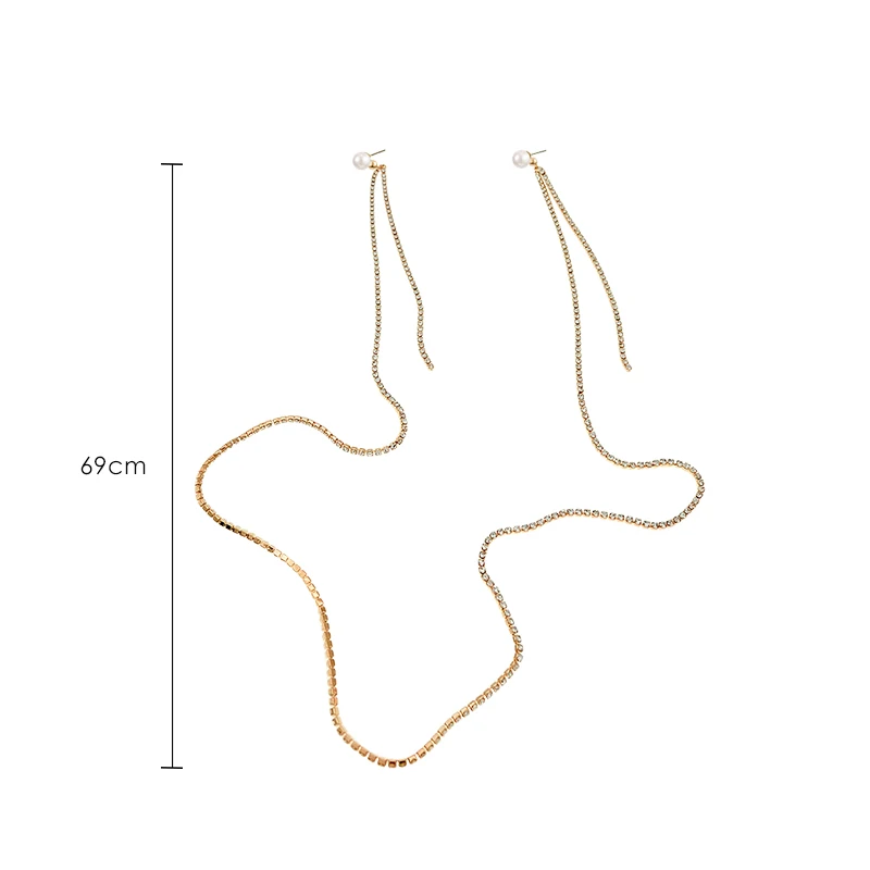 

Temperament flash drill long paragraph accessories earrings piece tassel creative earrings necklace one tide people earrings