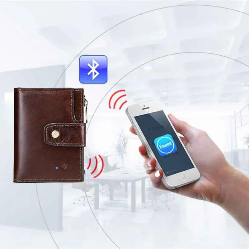 

Smart Wallet Men Genuine Leather RFID Blocking Anti Lost Intelligent Bluetooth Wallets Case